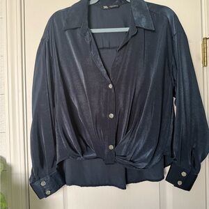 Zara Midnight Blue Button Down Shirt